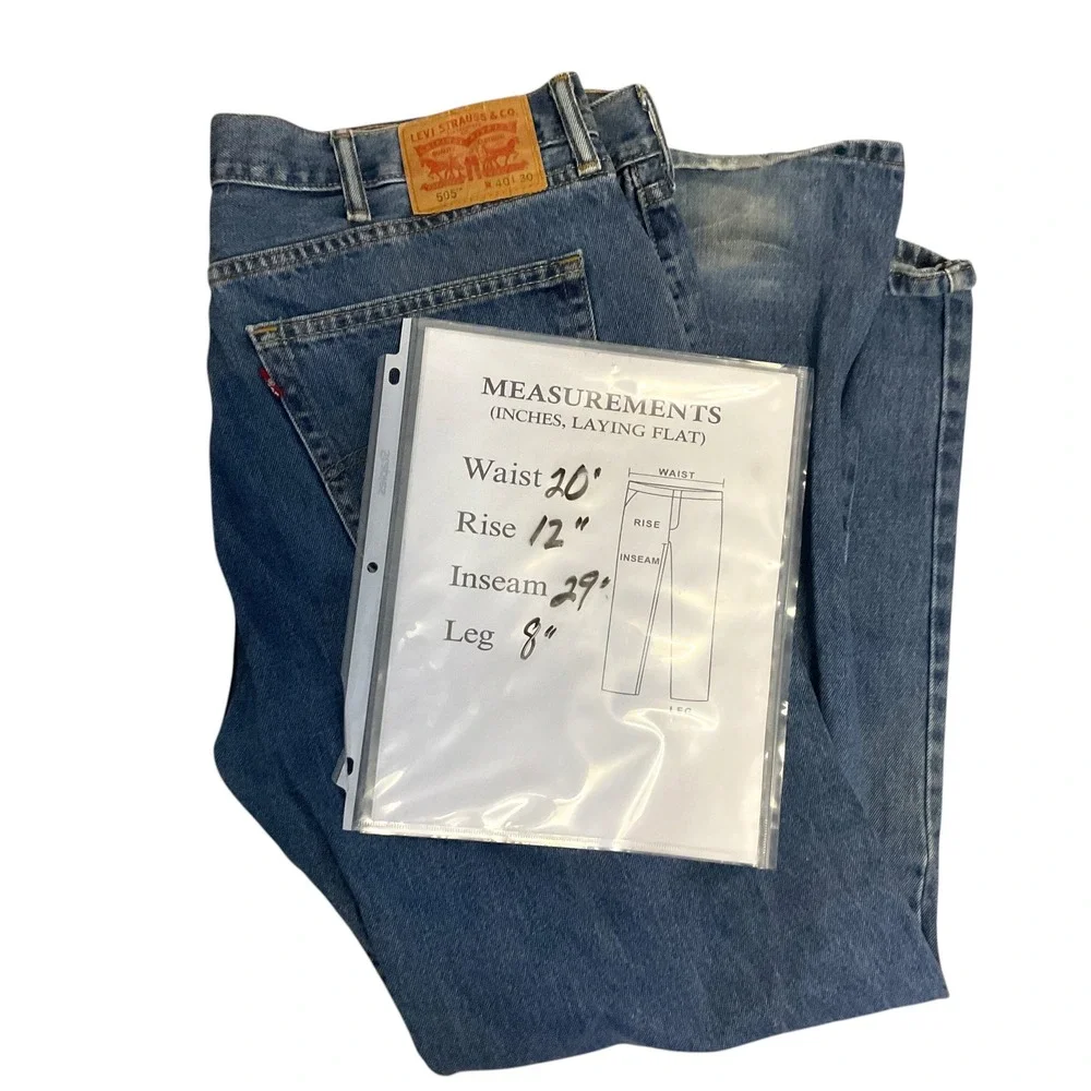 Levis 505 Regular‎ Fit Straight Leg Jeans Mens 40x30 Medium Wash Blue Denim